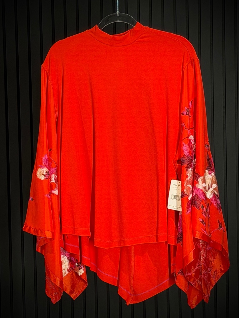 NWT Free People Red Embroidered Top XS